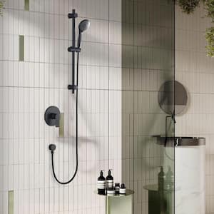 3-Spray Multi-Function Handheld Shower with Slidebar in Matte Black