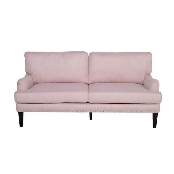 Noble House Auriga 66.75 in. Light Blush Solid Fabric 2-Seats Loveseats with Nailhead
