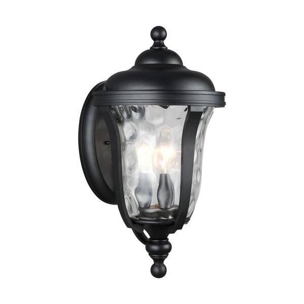Reviews For Sea Gull Lighting Perrywood 3 Light Black Outdoor Wall Lantern Sconce With Clear Water Glass 8614203 12 The Home Depot Reviews For Sea Gull Lighting Perrywood, Outdoor Sconce Lighting Reviews