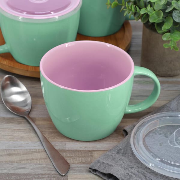 Gibson Home On The Go 25 fl. oz. Mint Green Stoneware Soup Bowl