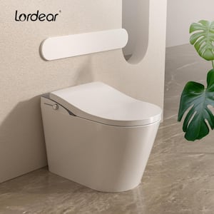 Luxury Smart Toilet 1-Piece 1.27 GPF Single Flush Elongated Bidet Toilet in White with Night Light and Digital Display