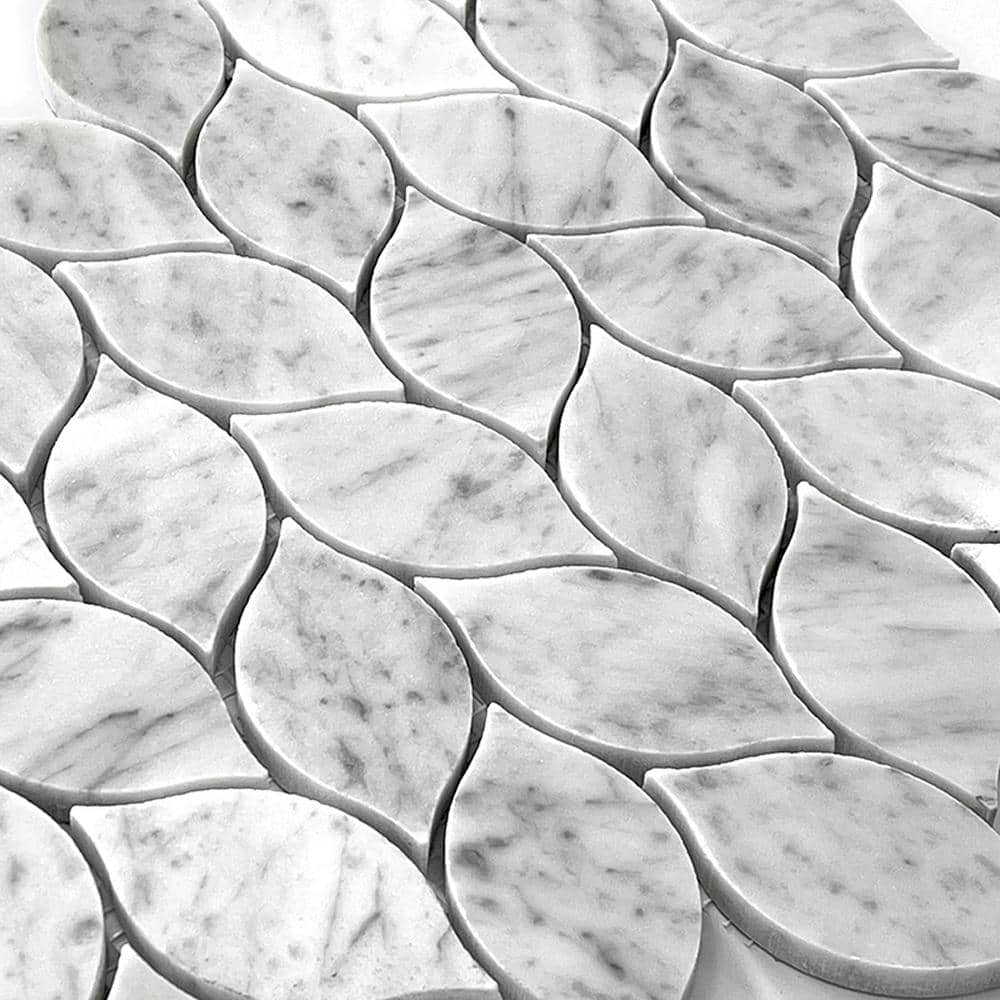 Polished Carrara White Leaf Mosaic Tile for Walls and Floors