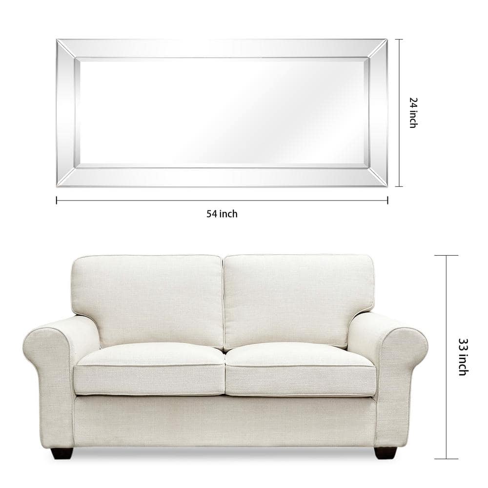 Elegant Rectangular 24" x 54" Wood Frame Wall Mirror with Silver Bevel