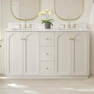 Anabelle 60 in. W x 22 in. D x 35 in. H Double Sinks Bath Vanity in Soft Grey with Engineered Marble Carrara Top