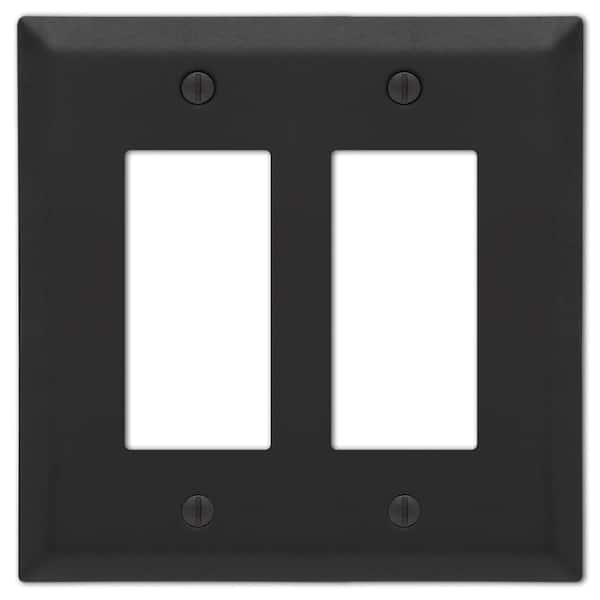 AMERELLE Metallic 2 Gang Rocker Steel Wall Plate - Matte Black