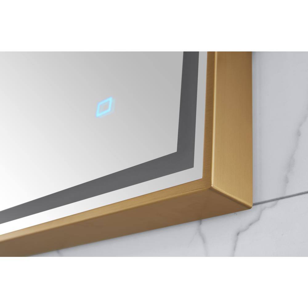 Eleganza Brushed Gold 59" Stainless Steel Framed LED Bathroom Mirror