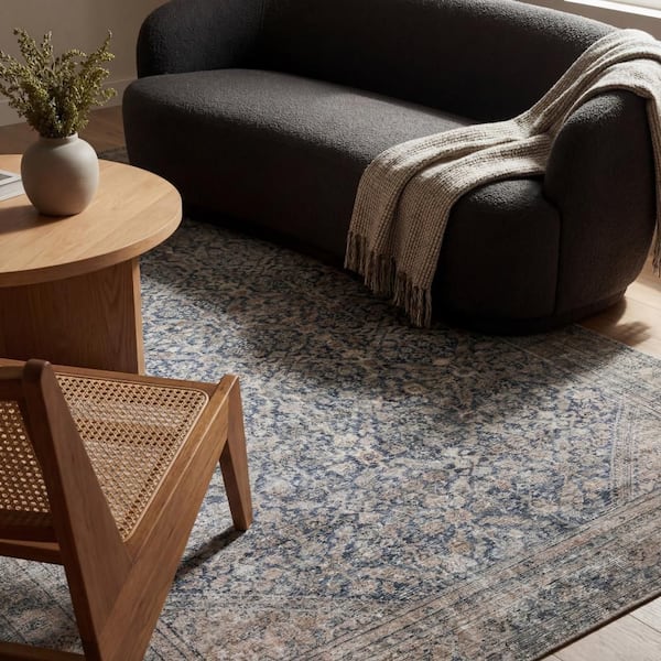 nuLOOM Zella Vintage and Distressed Washable Blue 4 ft. x 6 ft