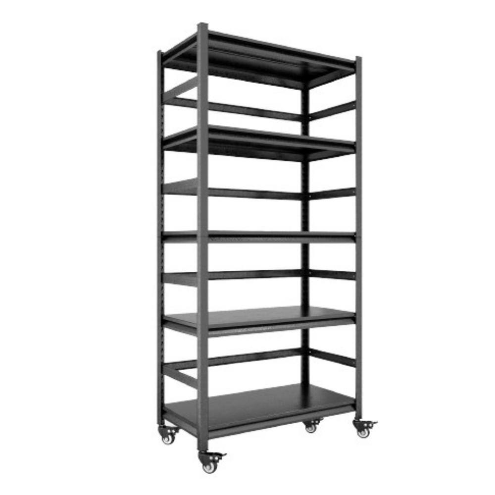 Aoibox 5Shelf 63 in. H Black Adjustable Heavy Duty Metal Shelving/Kitchen Pantry with Wheels