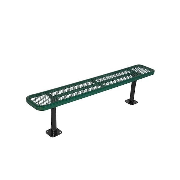 Unbranded Surface Mount 6 ft. Green Diamond Commercial Park Bench without Back