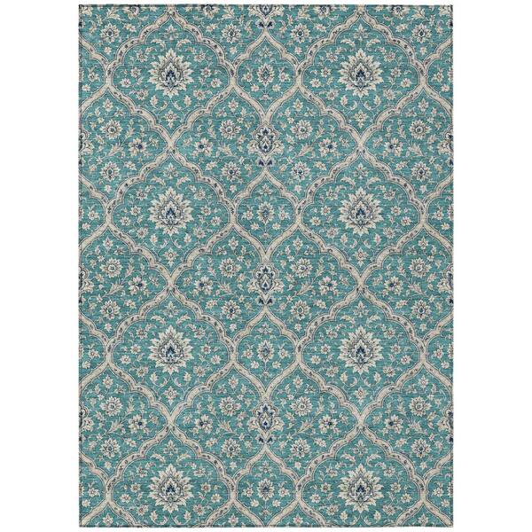 Chantille Machine Washable Indoor/Outdoor Abstract ACN3139 Turquoise 3 ft. x 5 ft. Area Rug