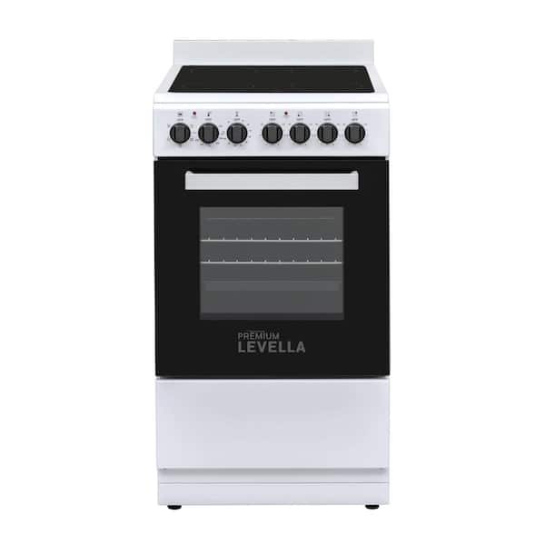 20-in Glass Top 4-Burners 1.87 cu. ft. Convection Oven Freestanding Electric Range (White)