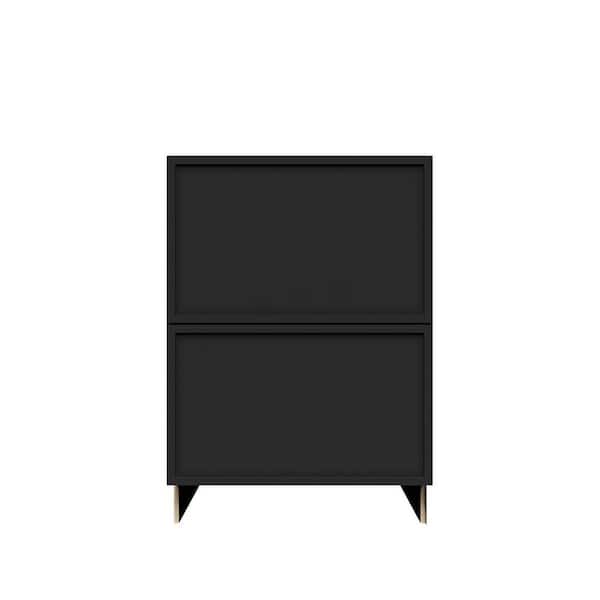 LIFEART CABINETRY Slim Shaker Assembled 27 in. W x 34.5 in. H x 24 in. D 2-Drawer Kitchen Cabinet in Black