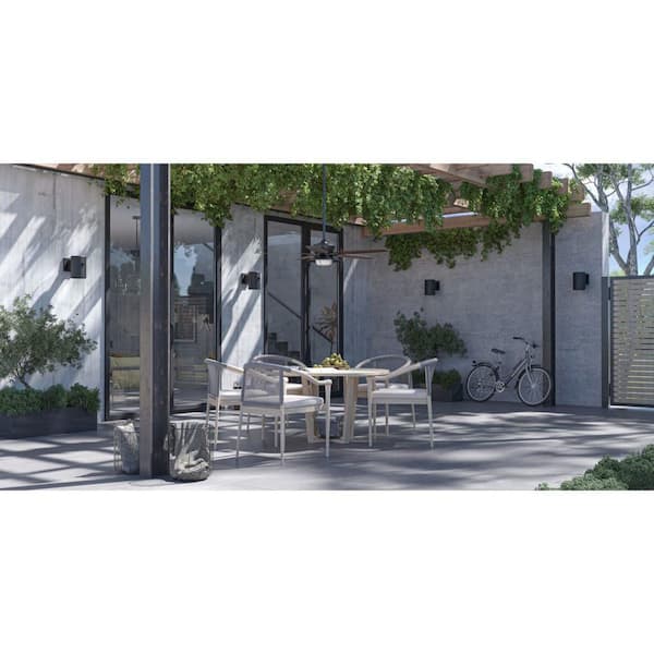 Cylinder Collection 1-Light Black 5 in. Modern Outdoor Small Wall Lantern Light