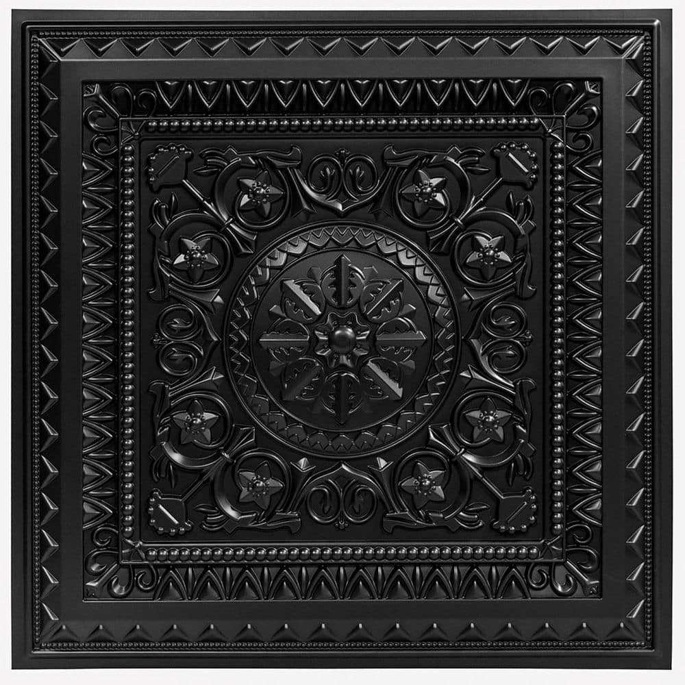 Victorian Black Floral Medallion 2 ft. x 2 ft. Decorative PVC Glue Up and Lay in Ceiling Tiles(192 sq. ft./case) price history on PriceWatchPro