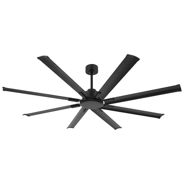 84 in. (7 ft. ) 8 Aluminum Fan Blades Indoor Ceiling Fan in Black with Remote