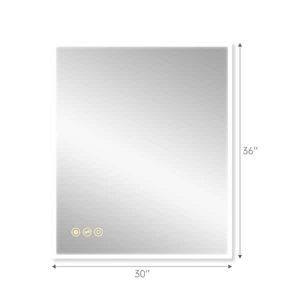 48 in. W x 36 in. H Rectangular Frameless Anti-Fog Wall Mounted LED Light Bathroom Vanity Mirror in Silver