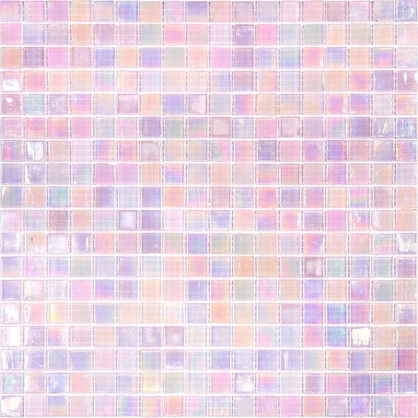 Apollo Tile Skosh 4 in. x 6 in. Glossy Pale Pink Glass Mosaic Uniform square Wall & Floor Sample Tile (0.13 sq. ft./Piece) (1-Pack)