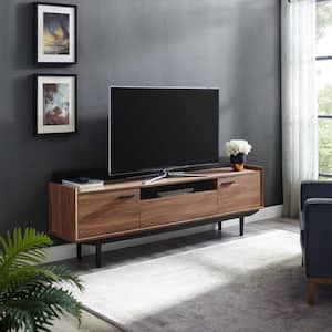 Visionary 71 in. Walnut Wood TV Stand Fits TVs Up to 71 in. with Storage Doors