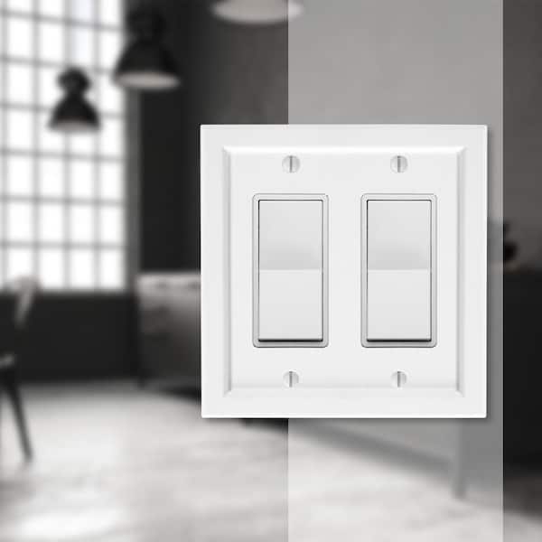 Woodmore 2-Gang Rocker Wood Wall Plate - White