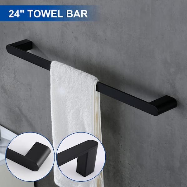 AFA 4-Piece Bath Accessory Set with Towel Bar in Matte Black