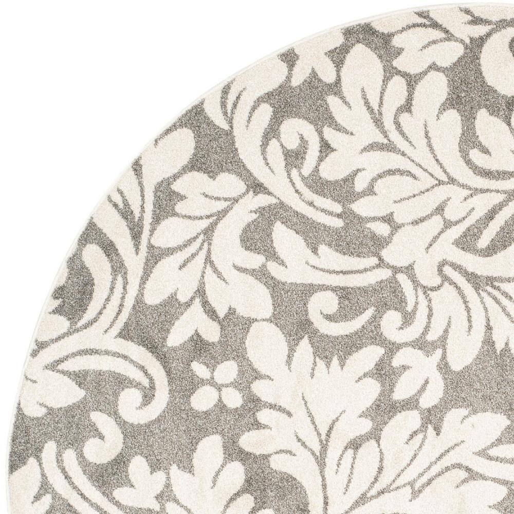 Elegant Gray & Beige Synthetic 7' Round Area Rug for Easy Care