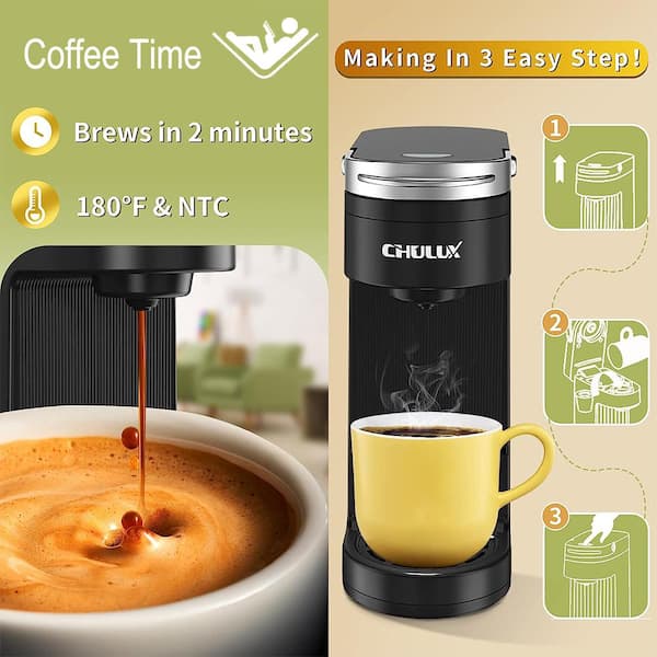 Chulux Upgrade Single Serve Coffee Maker 12oz Fast Brewing Machine Brewer