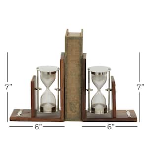 Brown Aluminum Timer Bookends (Set of 2)