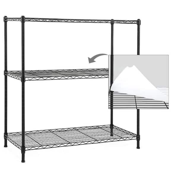 Black 3-Tier Carbon Steel Wire Garage Storage Shelving Unit, NSF Certified (36 in. W x 36 in. H x 16 in. D)