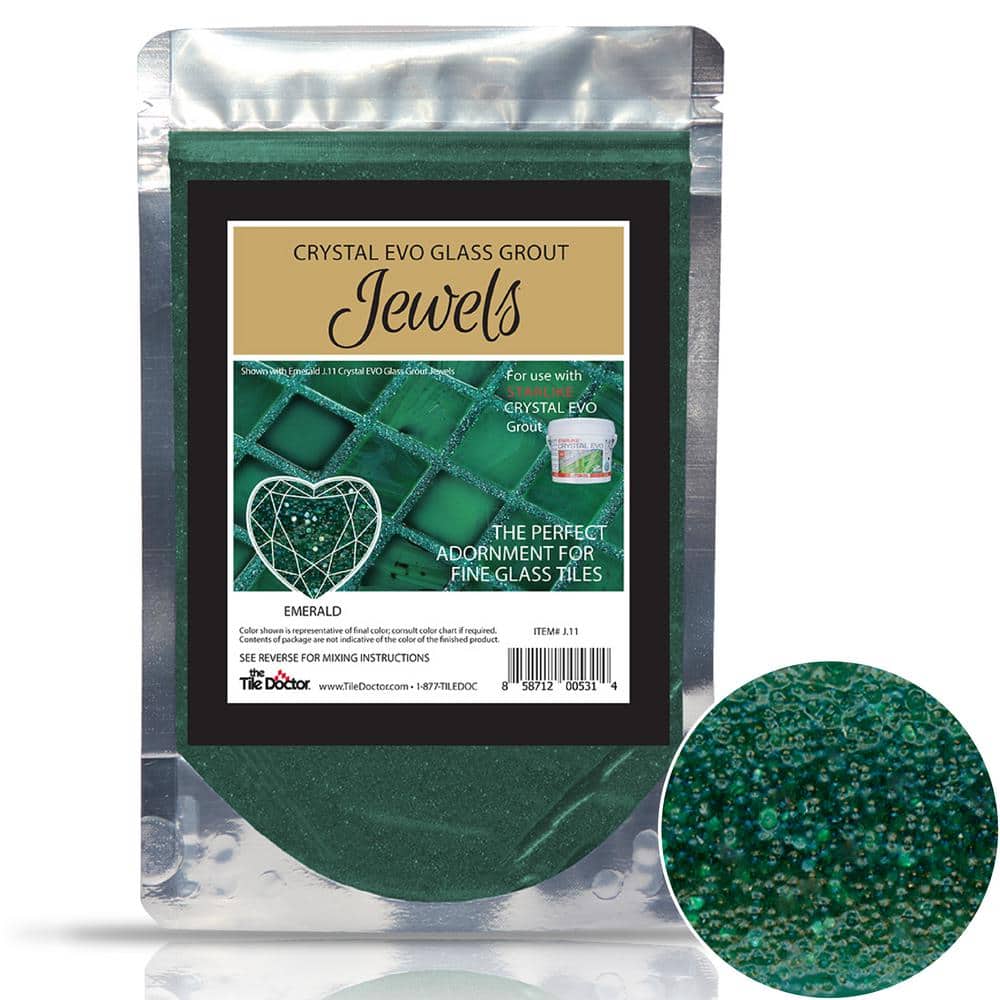 The Tile Doctor Crystal Glass Grout Jewels Emerald 75 grams (1-Pack), Green -  J.11