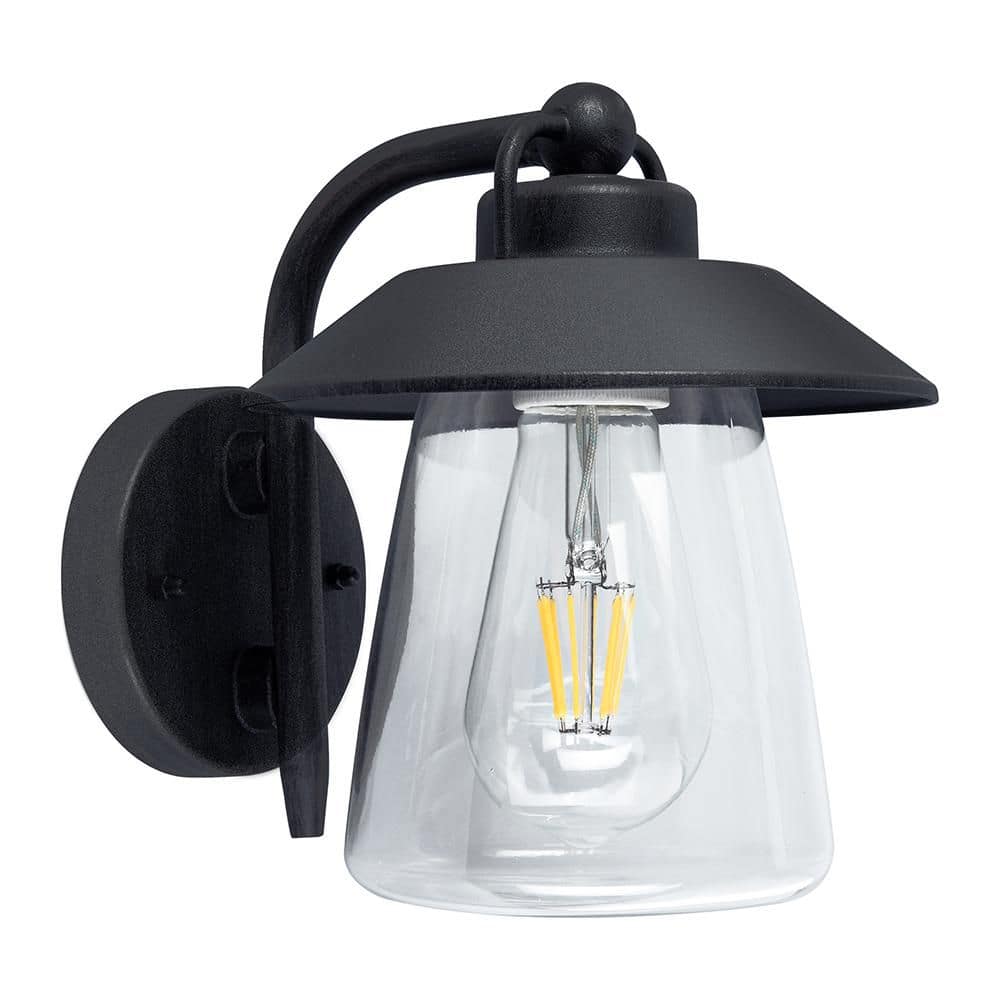 8 in. Black Non Motion Sensing Outdoor Hardwired Wall Lantern Sconce with No Bulbs Included price history on PriceWatchPro