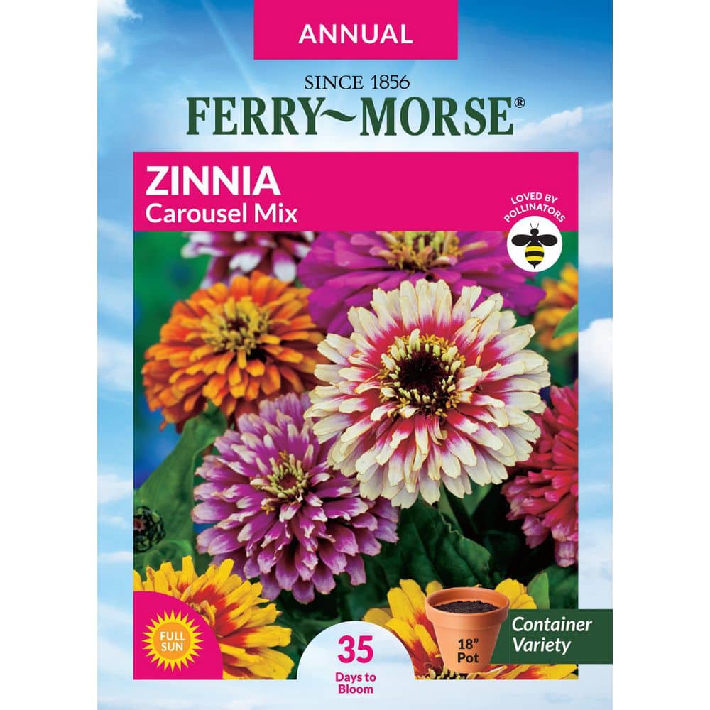 Ferry-Morse Zinnia Carousel Mix Flower Seeds 6752 - The Home Depot