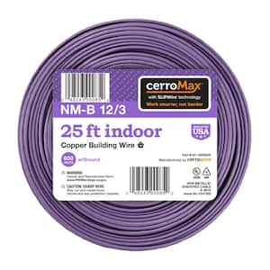 25 ft. 12/3 Purple Solid CerroMax SLiPWire Copper NM-B Wire