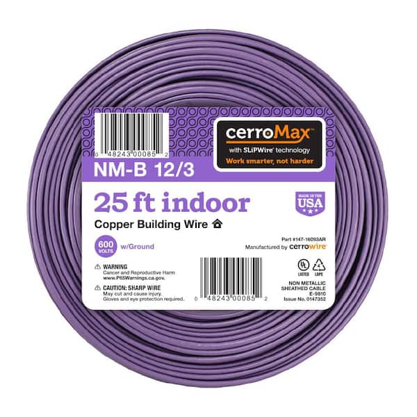 Cerrowire 25 ft. 12/3 Purple Solid CerroMax SLiPWire Copper NM-B Wire