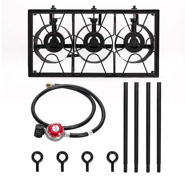 Propane Gas Stove 3 Burner Gas Stove with Removable Leg Stand Portable Gas  Stove Auto Ignition Camping three Burner LPG for RV, Apartment, Outdoor