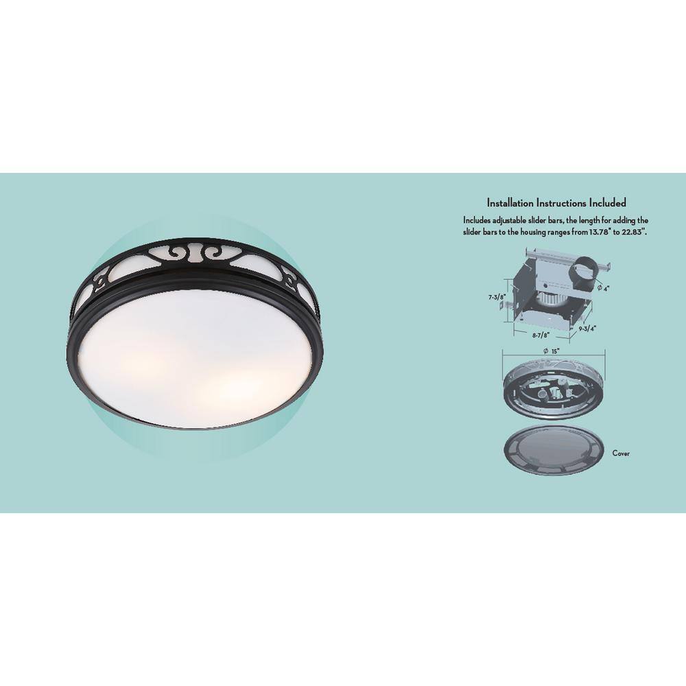 Matte Black Decorative Bathroom Exhaust Fan with Light and Night-Light