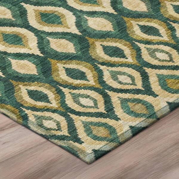 Chantille Machine Washable Indoor/Outdoor Abstract ACN3122 Emerald 8 ft. x 10 ft. Area Rug