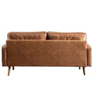 Joy 69.68 in. Light Brown Suede Fabric 2-Seater Loveseat with Removable Cushion
