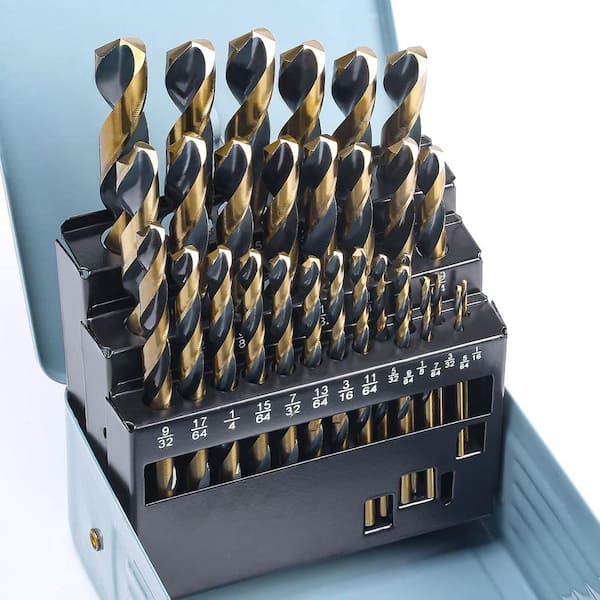 Unbranded 29Pcs High Speed Steel Drill Bit Set 135 Degree Tip Black and Gold Finish for Metal Wood Plastic with Indexed Case