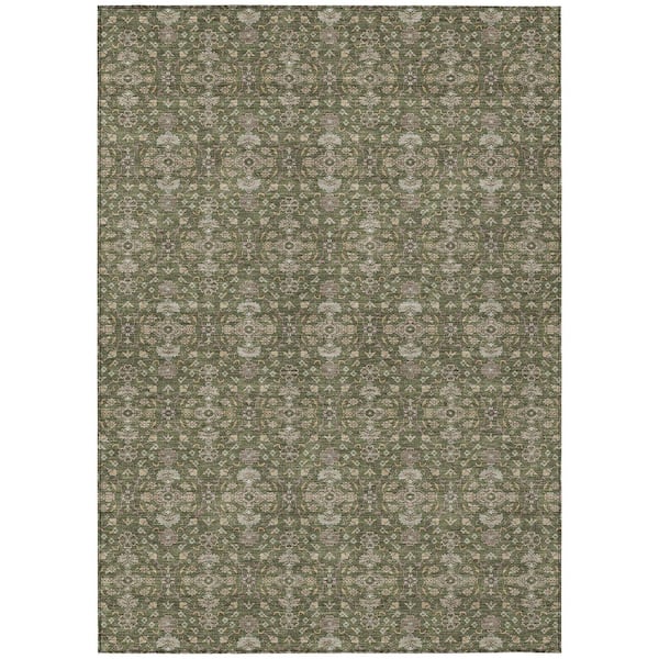 Chantille Machine Washable Indoor/Outdoor Abstract ACN2917 Olive 8 ft. x 10 ft. Area Rug
