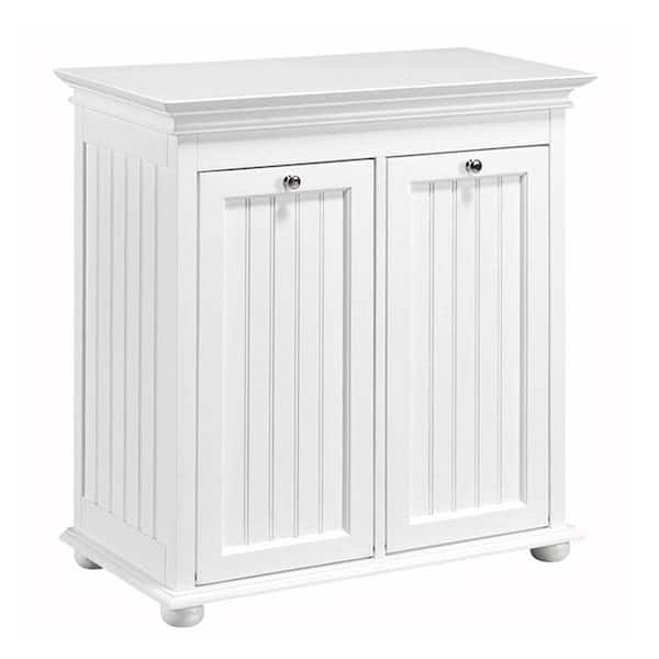 Home Decorators Collection Hampton Harbor 26 in. W Double Tilt-Out Beadboard Hamper in White