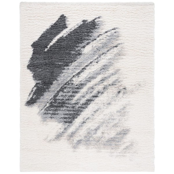 Fontana Shag 9 ft. x 12 ft. Gray/Ivory Abstract Gradient Area Rug