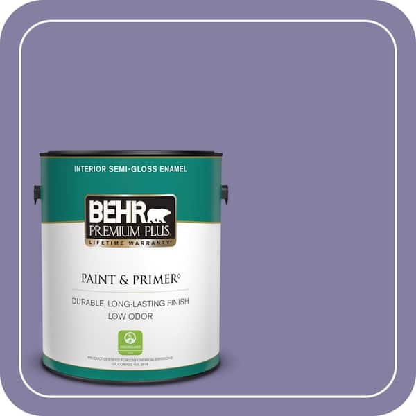 BEHR PREMIUM PLUS 1 gal. #640D-6 Chinese Violet Semi-Gloss Enamel Low Odor Interior Paint & Primer