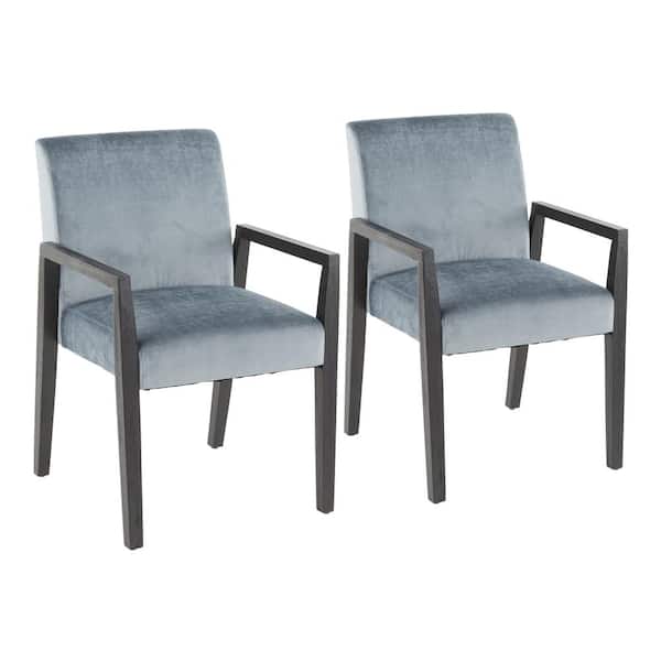 Lumisource Carmen Crushed Blue Velvet and Black Wood Arm Chair (Set of 2)