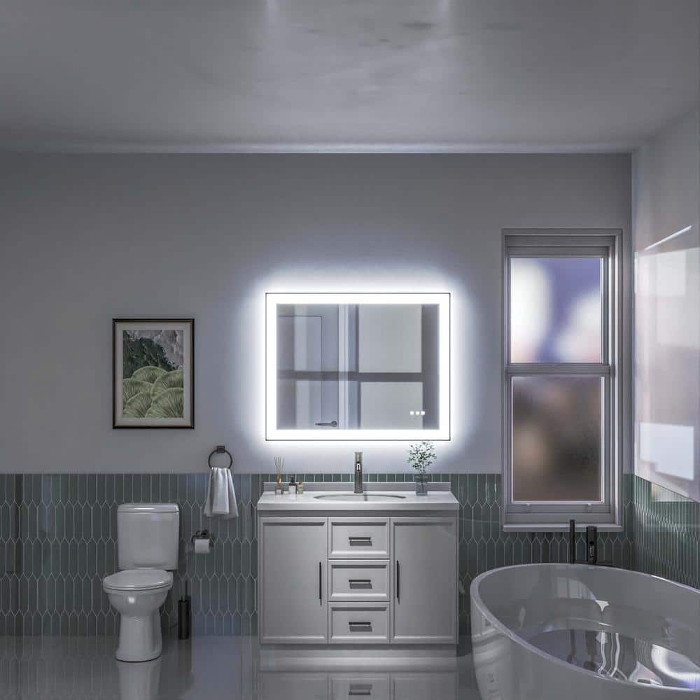 40 in. Black Frameless LED Bathroom Vanity Mirror
