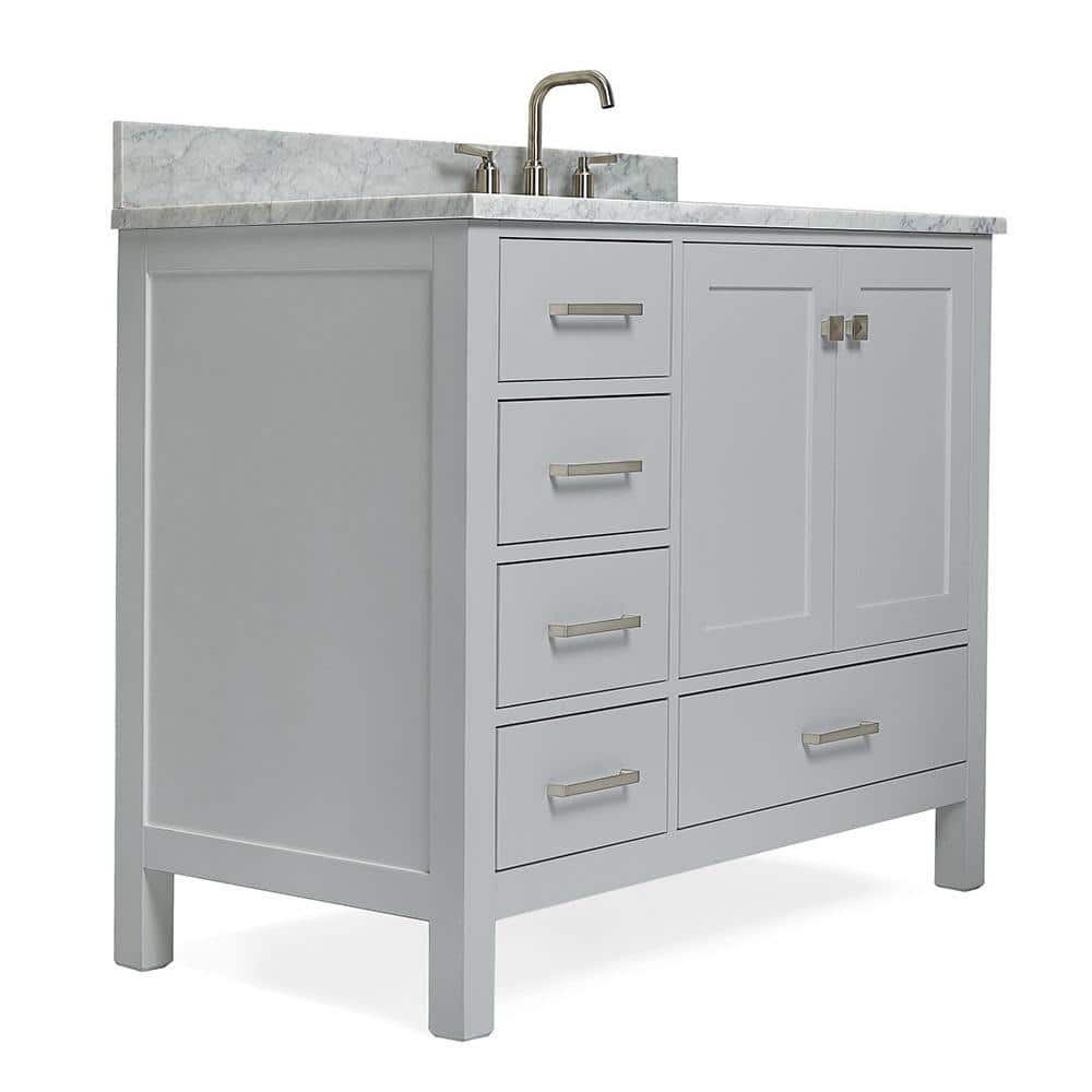 Cambridge 43" Gray Freestanding Vanity with White Marble Top