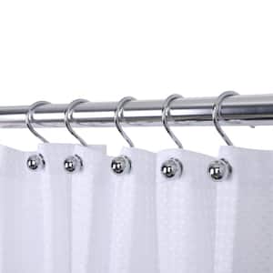 Ball Shower Curtain Hook Rustproof Aluminum Shower Curtain Hooks for Bathroom Shower Rods Curtain in Chrome (Set of 12)