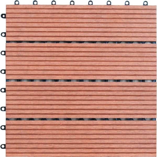 Naturesort 4-Slat 1 ft. x 1 ft. Composite Deck Tile in Dark Tan (11 per Case)