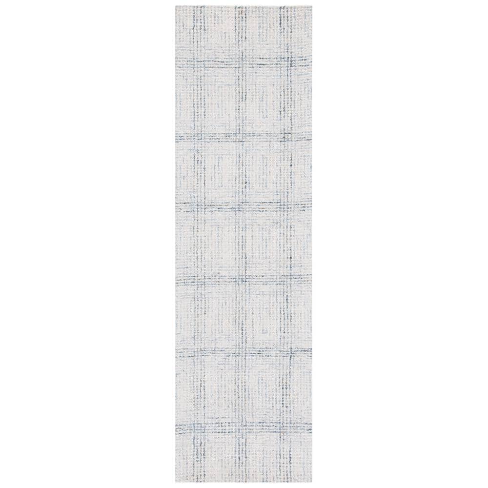 Ivory and Gold Handmade Abstract Wool Runner Rug