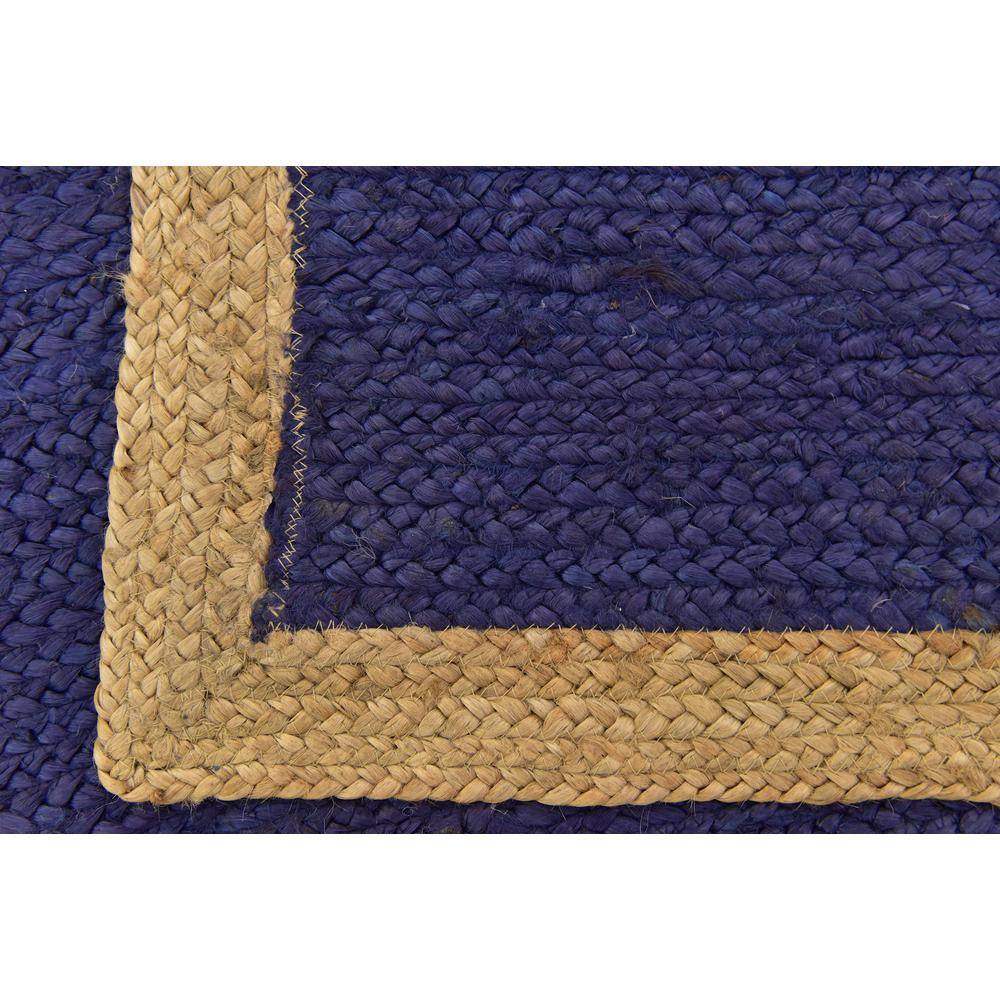 Navy Blue and Tan Braided Jute Runner Rug