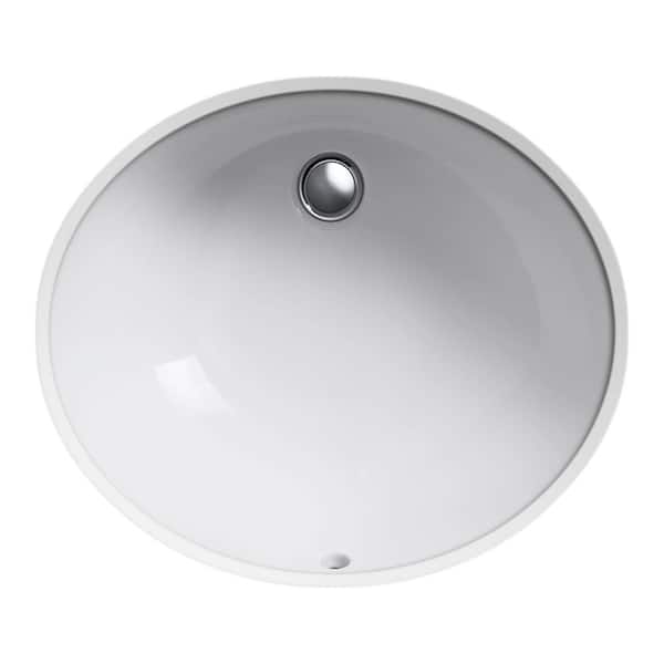 KOHLER Caxton 19-1/4 in. Oval Vitreous China Undermount Bathroom Sink in White with Overflow Drain